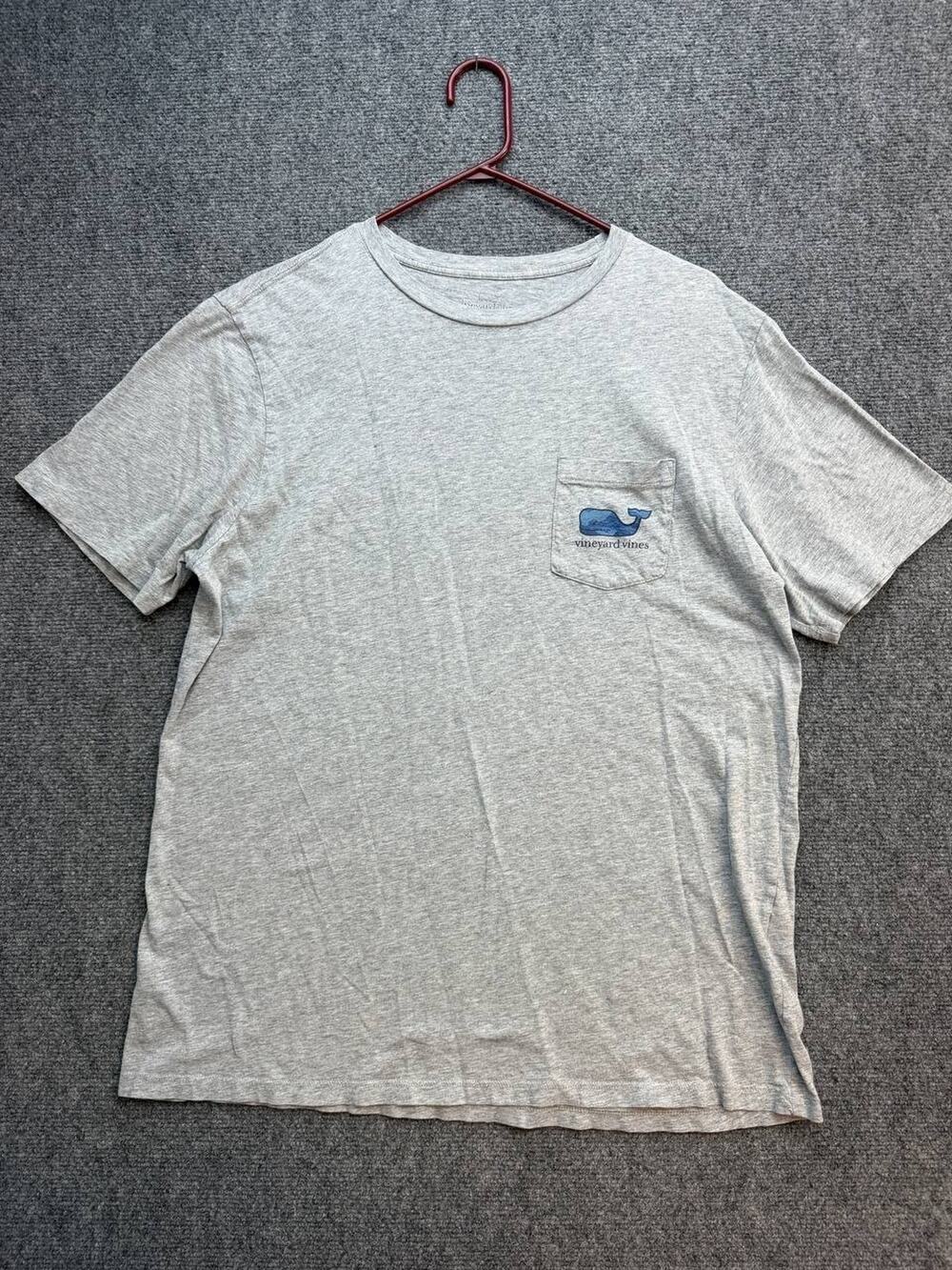 Vineyard Vines Mens L Gray Whale Logo Pocket T Shirt 100% Cotton Preppy
